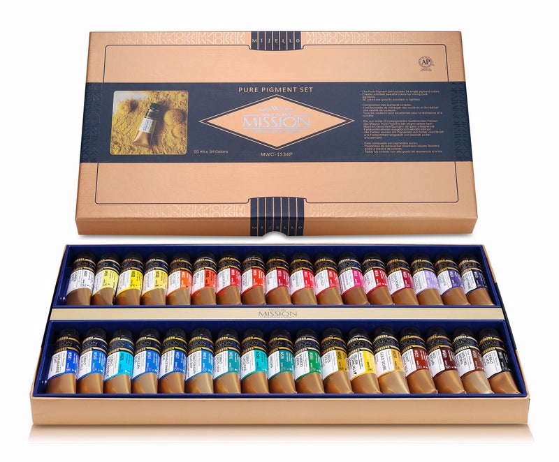 Mijello Mission Gold Class Pure Pigment Water Color MWC-1534P, 15ml 34 Colors - Image 1
